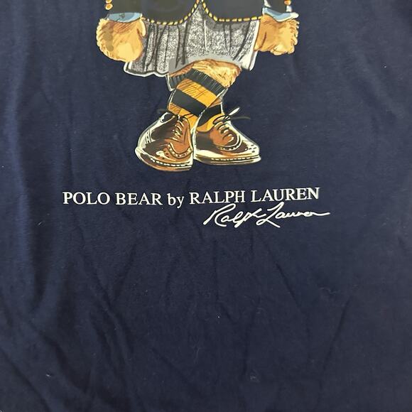 Polo Ralph Lauren Polo Bear Long Sleeve T Shirt Girls Size Small 7 Blue Preppy - Picture 3 of 6